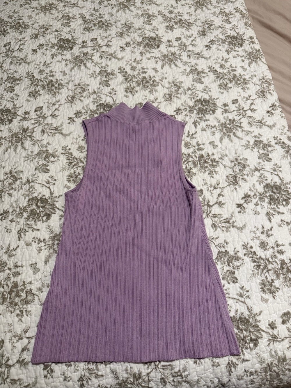 & Other Stories Lilac Ribbed Sleeveless Mock Neck Top